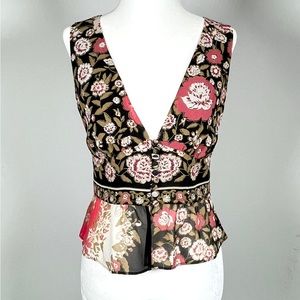 SPORTMAX pure silk fall floral top blouse